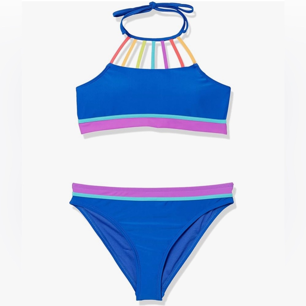 Hobie Girls Size 16 Bikini with Rainbow Accents